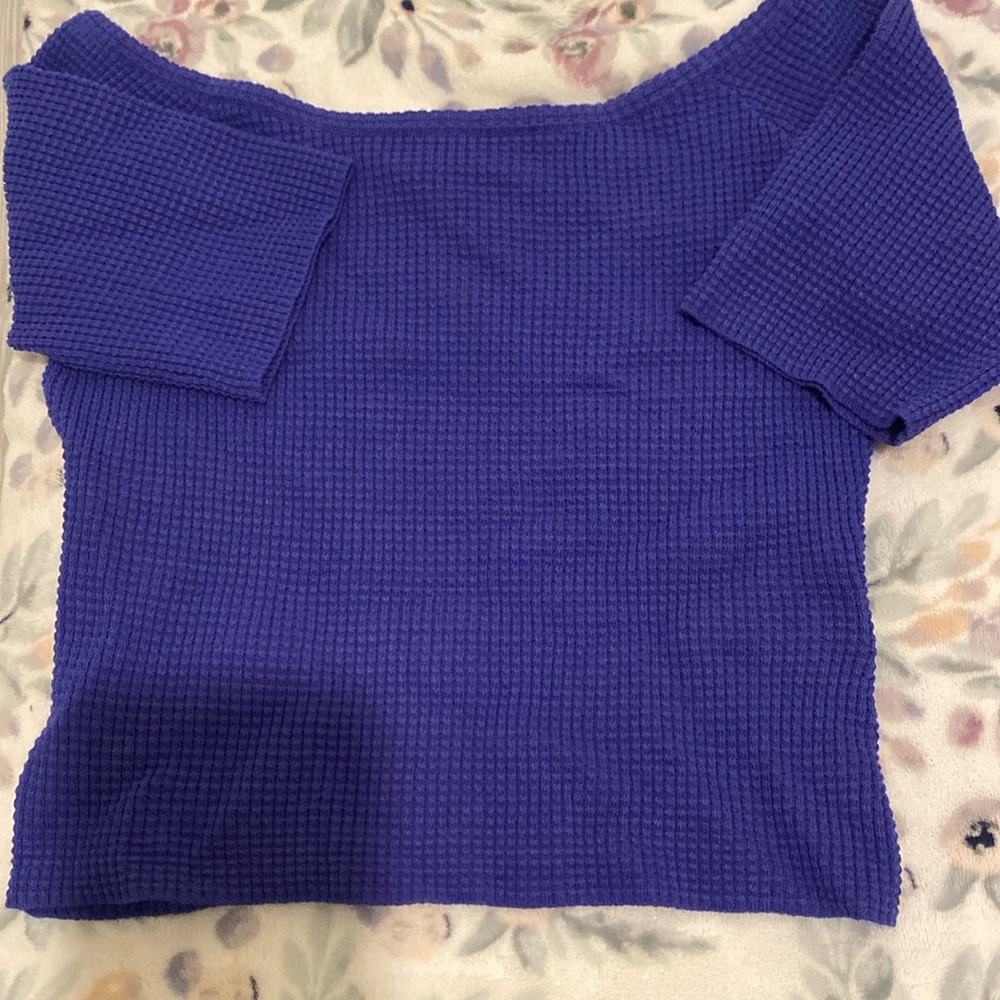 cropped waffle-knit top